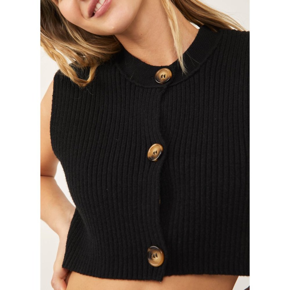 🎉LAST CHANCE🎉 FREE PEOPLE Naiome Micro Vest / Black - Picture 4 of 8